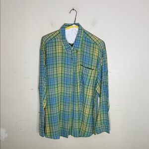 Indigo Palms Plaid Green and Blue Men's Shirt Size XXL